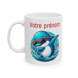 Mug Personnalisable Personnalisé Prénom Texte animal animaux Dauphin Qui Dab pour enfant et adulte