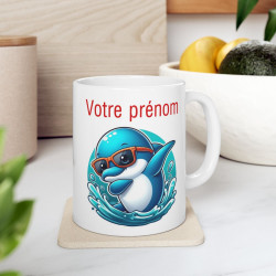 Mug Personnalisable Personnalisé Prénom Texte animal animaux Dauphin Qui Dab pour enfant et adulte