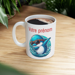 Mug Personnalisable Personnalisé Prénom Texte animal animaux Dauphin Qui Dab pour enfant et adulte