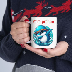 Mug Personnalisable Personnalisé Prénom Texte animal animaux Dauphin Qui Dab pour enfant et adulte