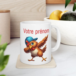 Mug Tasse Personnalisable Personnalisé Prénom Texte animal animaux Poule Qui Dab pour enfant et adulte