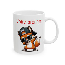 Mug Tasse Personnalisable Personnalisé Prénom Texte animal animaux Renard Qui Dab pour enfant et adulte