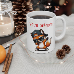 Mug Tasse Personnalisable Personnalisé Prénom Texte animal animaux Renard Qui Dab pour enfant et adulte