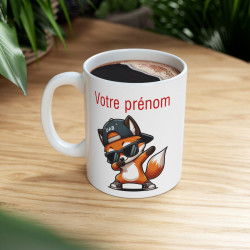 Mug Tasse Personnalisable Personnalisé Prénom Texte animal animaux Renard Qui Dab pour enfant et adulte