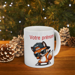 Mug Tasse Personnalisable Personnalisé Prénom Texte animal animaux Renard Qui Dab pour enfant et adulte