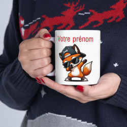 Mug Tasse Personnalisable Personnalisé Prénom Texte animal animaux Renard Qui Dab pour enfant et adulte