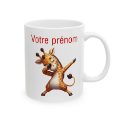 Mug tasse Personnalisable Personnalisé Prénom Texte animal animaux Girafe Qui Dab pour enfant et adulte