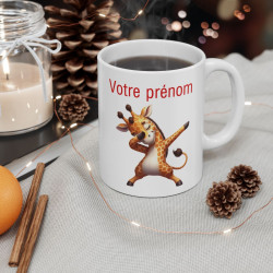 Mug tasse Personnalisable Personnalisé Prénom Texte animal animaux Girafe Qui Dab pour enfant et adulte