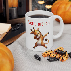 Mug tasse Personnalisable Personnalisé Prénom Texte animal animaux Girafe Qui Dab pour enfant et adulte