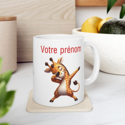 Mug tasse Personnalisable Personnalisé Prénom Texte animal animaux Girafe Qui Dab pour enfant et adulte