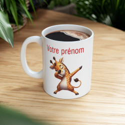 Mug tasse Personnalisable Personnalisé Prénom Texte animal animaux Girafe Qui Dab pour enfant et adulte