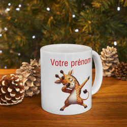Mug tasse Personnalisable Personnalisé Prénom Texte animal animaux Girafe Qui Dab pour enfant et adulte