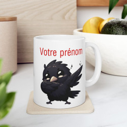 Mug Tasse Personnalisable Personnalisé Prénom Texte animal animaux Corbeau Qui Dab pour enfant et adulte