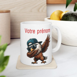 Mug Tasse Personnalisable Personnalisé Prénom Texte animal animaux Aigle Qui Dab pour enfant et adulte