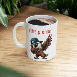 Mug Tasse Personnalisable Personnalisé Prénom Texte animal animaux Aigle Qui Dab pour enfant et adulte