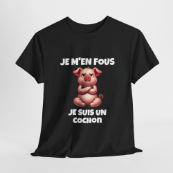 T shirt  Animal noir Je suis un Cochon idée cadeau humour drole amusant humoristique pour homme et femme
