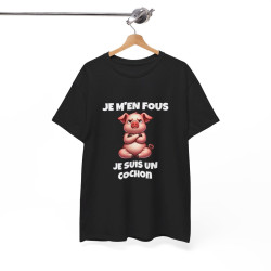 T shirt  Animal noir Je suis un Cochon idée cadeau humour drole amusant humoristique pour homme et femme