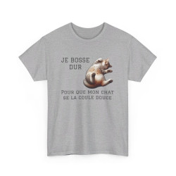 Tee shirt Chat Je Bosse Dur pour Mon Chat idée cadeau humour drôle amusant pour homme et femme