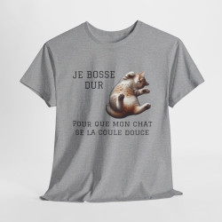 Tee shirt Chat Je Bosse Dur pour Mon Chat idée cadeau humour drôle amusant pour homme et femme