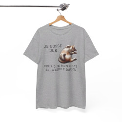 Tee shirt Chat Je Bosse Dur pour Mon Chat idée cadeau humour drôle amusant pour homme et femme