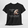 Tee shirt Chat Je Bosse Dur pour Mon Chat idée cadeau rigolo humour drôle amusant pour homme et femme