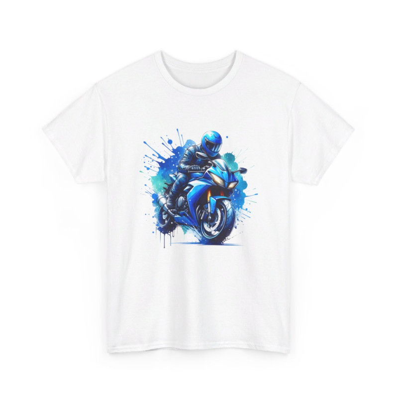 Tee shirt Moto Bleue - Design Imprimé pour homme et femme t shirt motard