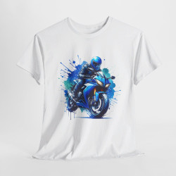 Tee shirt Moto Bleue - Design Imprimé pour homme et femme t shirt motard