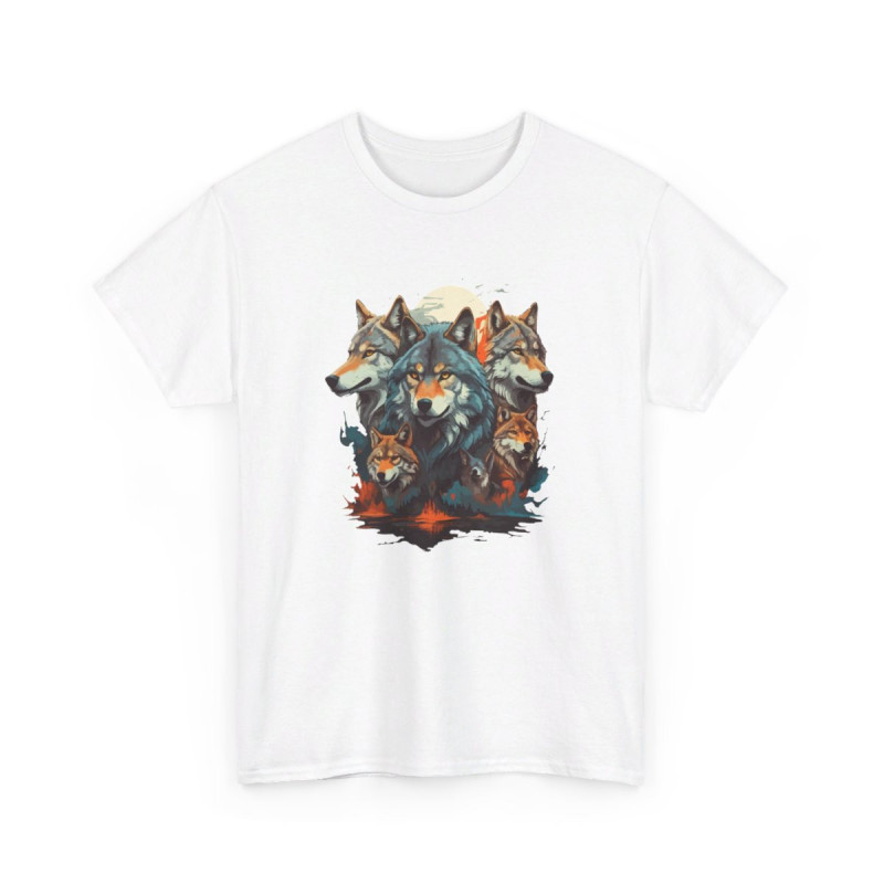 T shirt Loup Motif loups coloré cadeau loup tee shirt Homme/Femme
