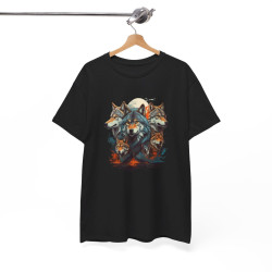 T shirt Loup Motif loups coloré cadeau loup tee shirt Homme/Femme