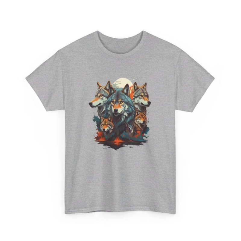 T shirt Loup Motif loups coloré cadeau loup tee shirt Homme/Femme