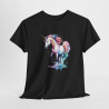 T shirt Licorne Colorée animal design graphique tee shirt pour femme