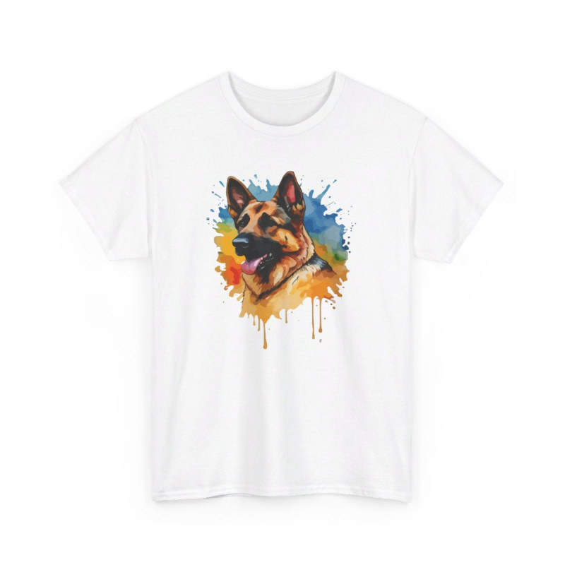 T shirt animal Berger Allemand Coloré - Design Unique idée cadeau tee shirt pour homme et femme