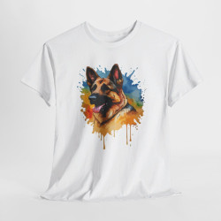 T shirt animal Berger Allemand Coloré - Design Unique idée cadeau tee shirt pour homme et femme