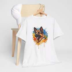 T shirt animal Berger Allemand Coloré - Design Unique idée cadeau tee shirt pour homme et femme