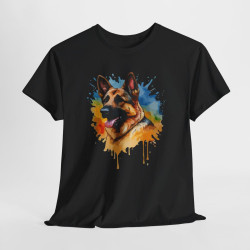 T shirt animal Berger Allemand Coloré - Design Unique idée cadeau tee shirt pour homme et femme