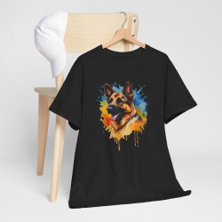 T shirt animal Berger Allemand Coloré - Design Unique idée cadeau tee shirt pour homme et femme