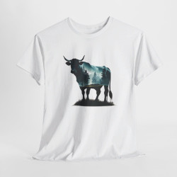 Tee shirt  Taureau Animal Puissant - Design Nature- Idée cadeau t shirt Pour Homme et Femme