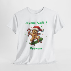 Tee Shirt Personnalisable Joyeux Noël avec Pain d'Épice en Skate – Pour Homme et Femme