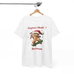 T Shirt Personnalisable Joyeux Noël avec Pain d'Épice en Skate – Pour Homme et Femme