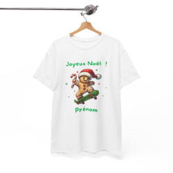 Tee Shirt Personnalisable Joyeux Noël avec Pain d'Épice en Skate – Pour Homme et Femme