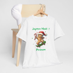 Tee Shirt Personnalisable Joyeux Noël avec Pain d'Épice en Skate – Pour Homme et Femme