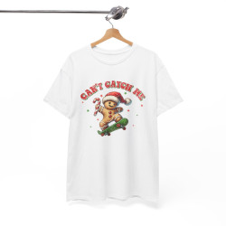 Tee Shirt Noël Pain d'Épice en Skateboard – Can't Catch Me – Pour Homme et Femme