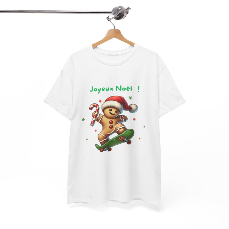 T Shirt Joyeux Noël avec Pain d'Épice en Skate – Pour Homme et Femme