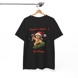 T Shirt Personnalisable Joyeux Noël avec Pain d'Épice en Skate – Pour Homme et Femme