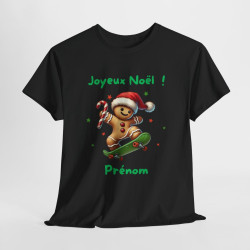 Tee Shirt Personnalisable Joyeux Noël avec Pain d'Épice en Skate – Pour Homme et Femme