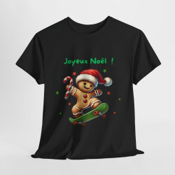 T Shirt Joyeux Noël avec Pain d'Épice en Skate – Pour Homme et Femme