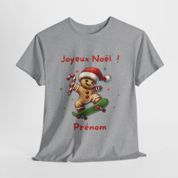 T Shirt Personnalisable Joyeux Noël avec Pain d'Épice en Skate – Pour Homme et Femme