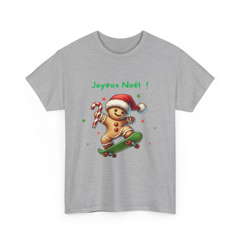 T Shirt Joyeux Noël avec Pain d'Épice en Skate – Pour Homme et Femme