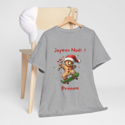 T Shirt Personnalisable Joyeux Noël avec Pain d'Épice en Skate – Pour Homme et Femme