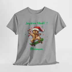 Tee Shirt Personnalisable Joyeux Noël avec Pain d'Épice en Skate – Pour Homme et Femme